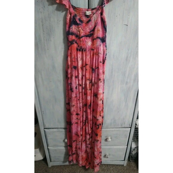Tiare Hawaii Maxi Tie Dye Dress Small Boho Cottage Core Feminine - Picture 1 of 10